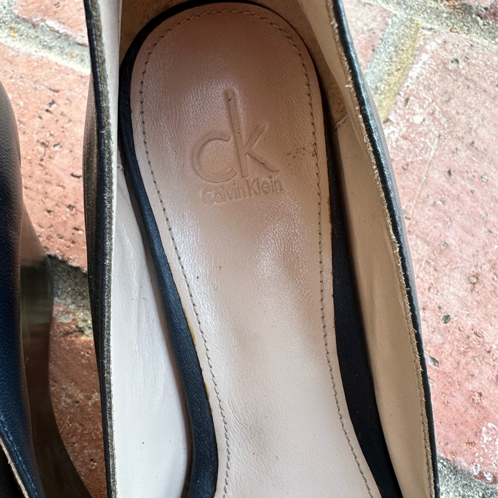 CK Calvin Klein wedge platform heels black leather - Picture 2 of 6